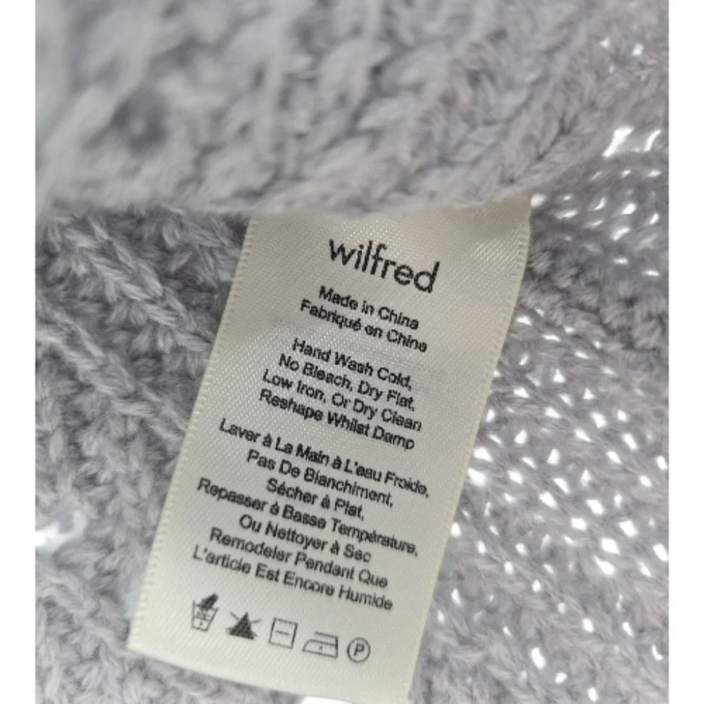 Wilfred Cowl Neck Sleeveless 100% Wool Sweater Cropped Size XS Gray Raw Hem - Picture 7 of 8